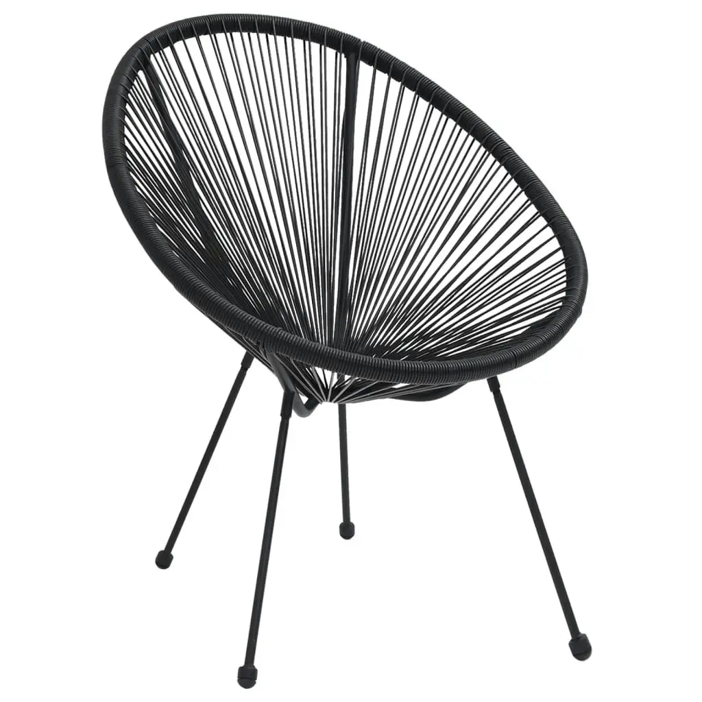 Garden Moon Chairs 2 pcs Rattan Black 312164