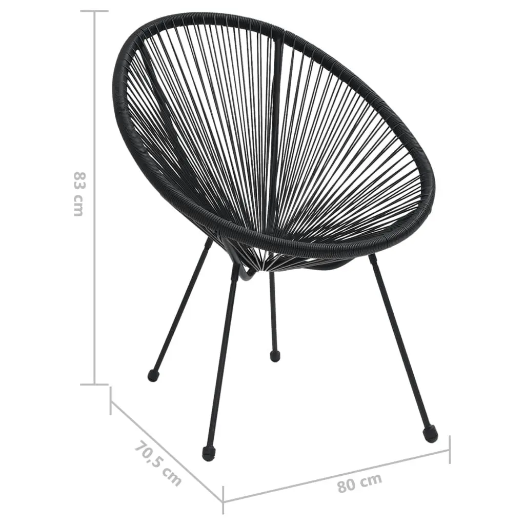 Garden Moon Chairs 2 pcs Rattan Black 312164