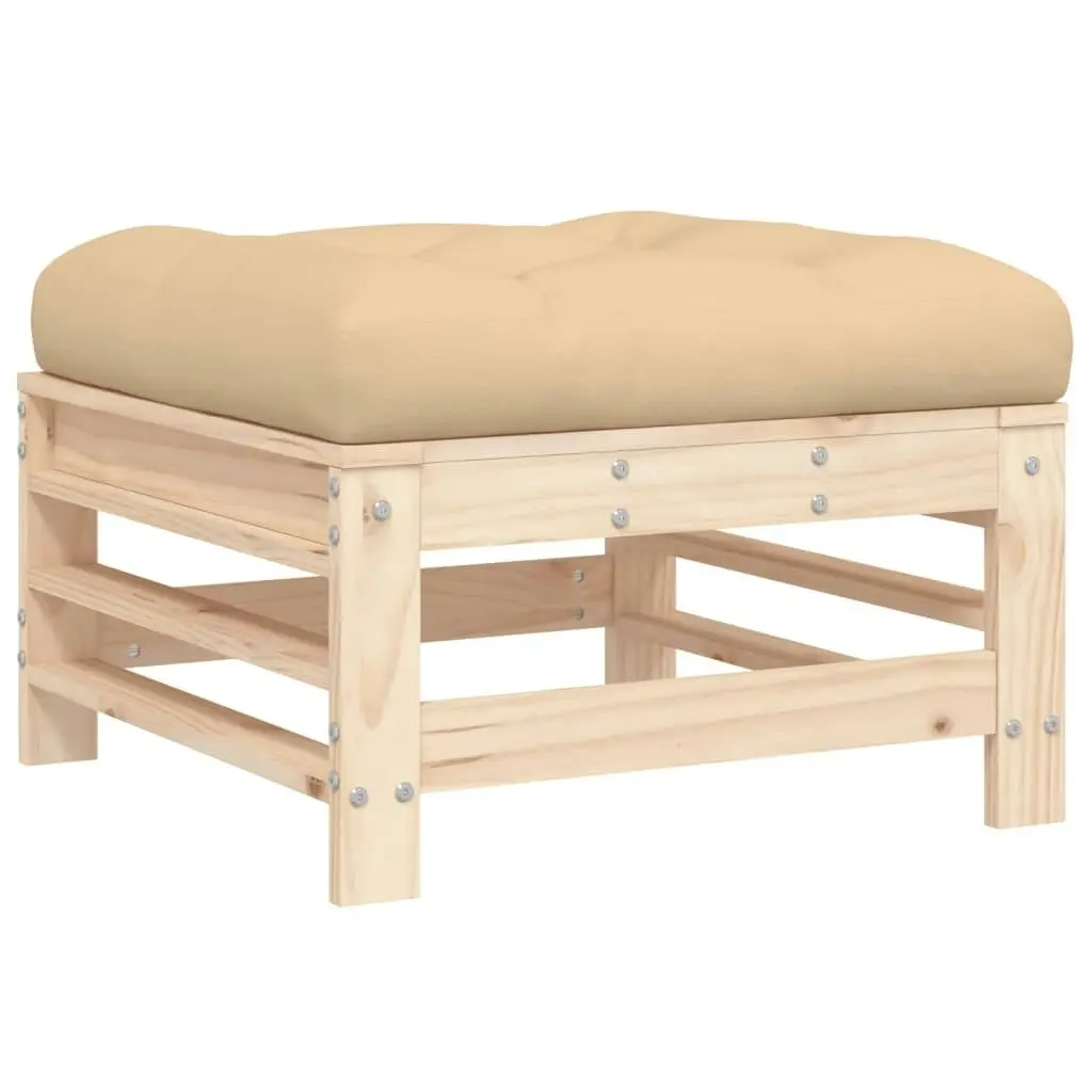 Garden Footstool with Cushion Solid Wood Pine 825667