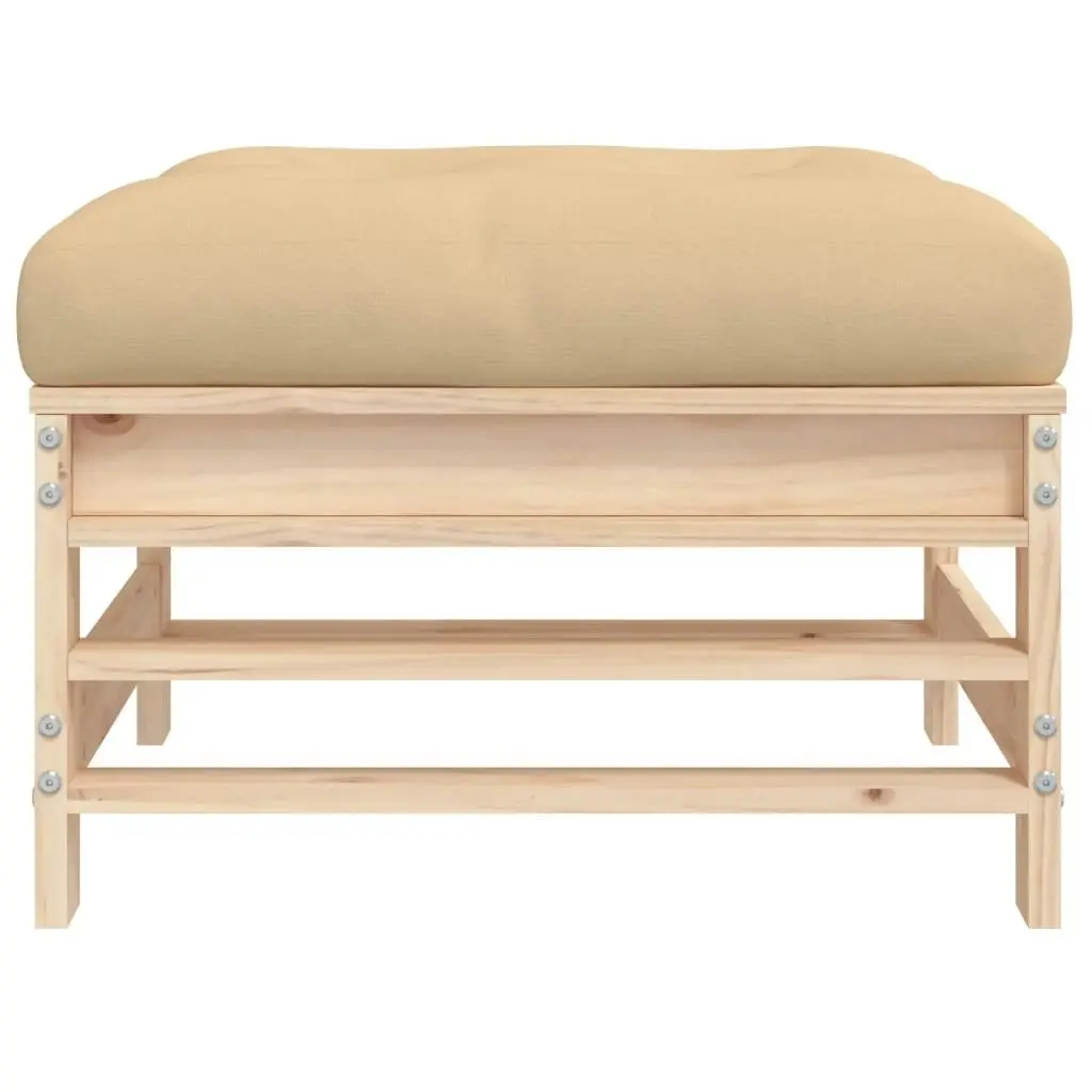 Garden Footstool with Cushion Solid Wood Pine 825667