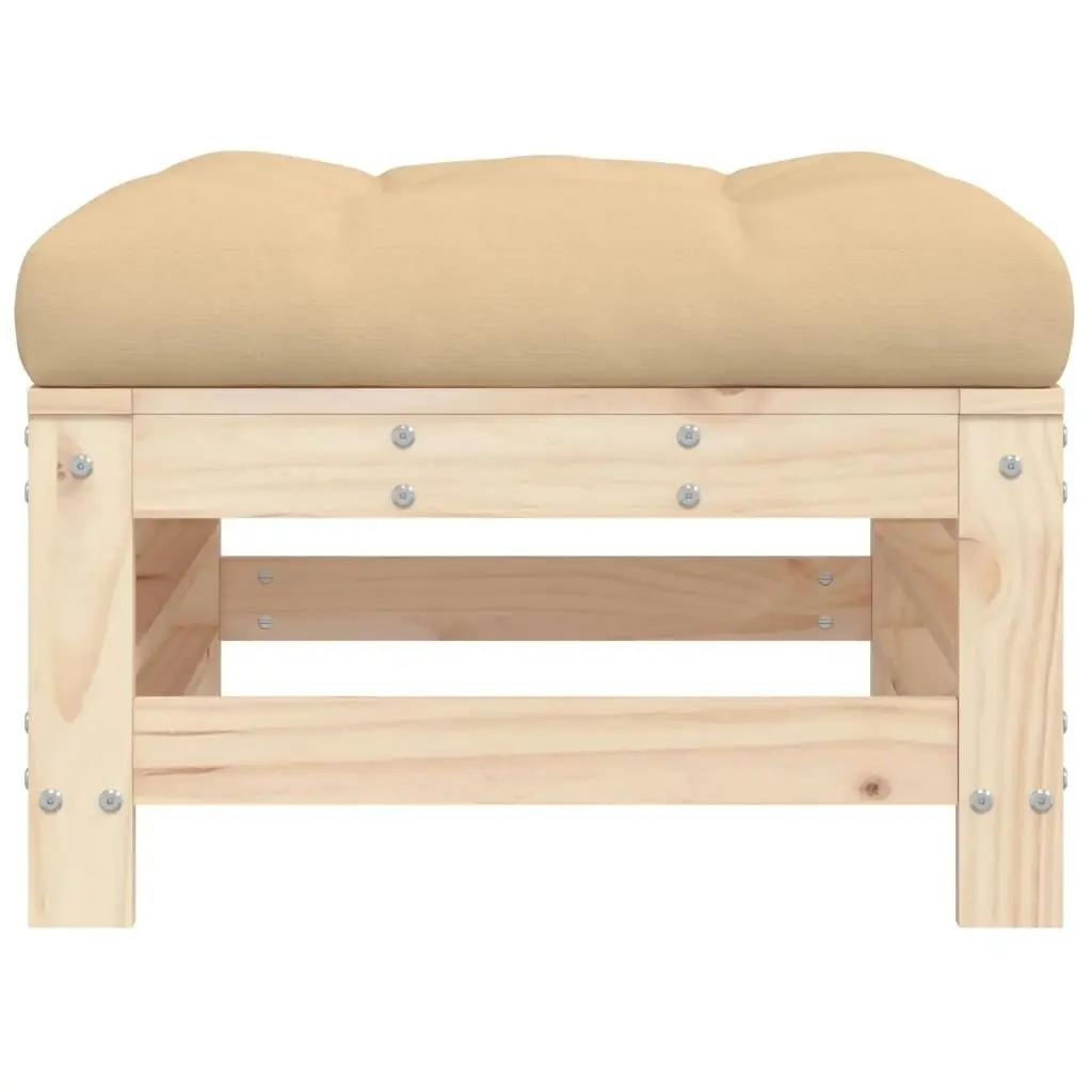 Garden Footstool with Cushion Solid Wood Pine 825667