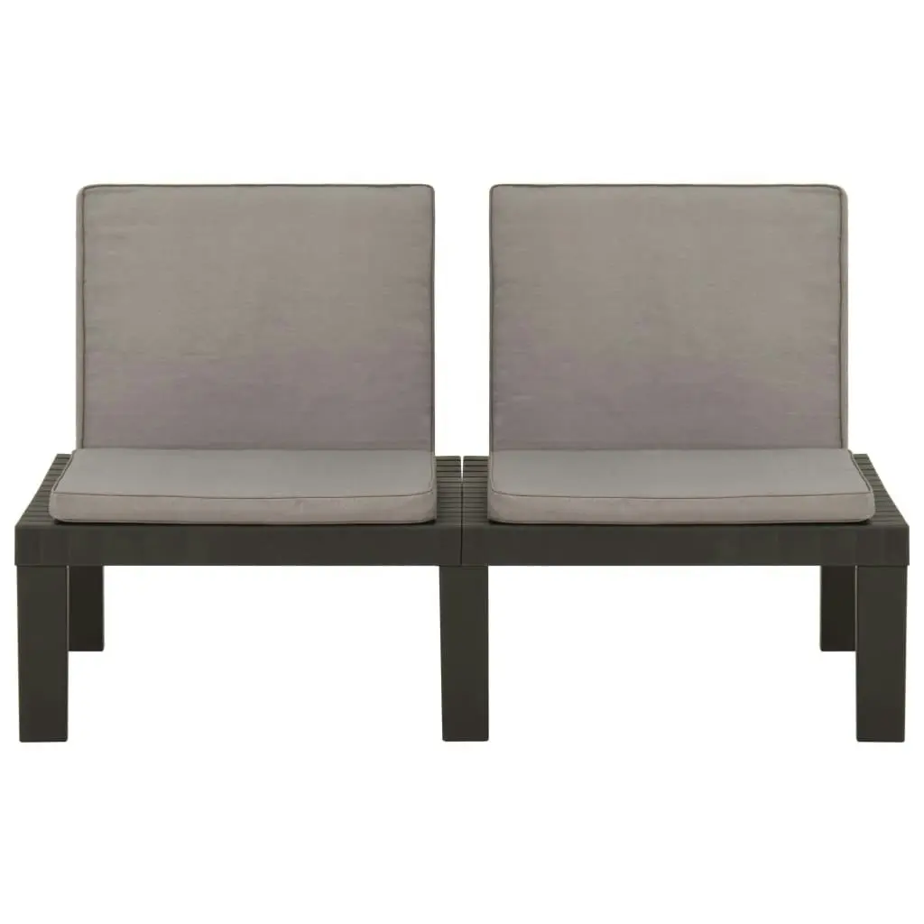 Garden Lounge Bench with Cushion Plastic Grey 315849