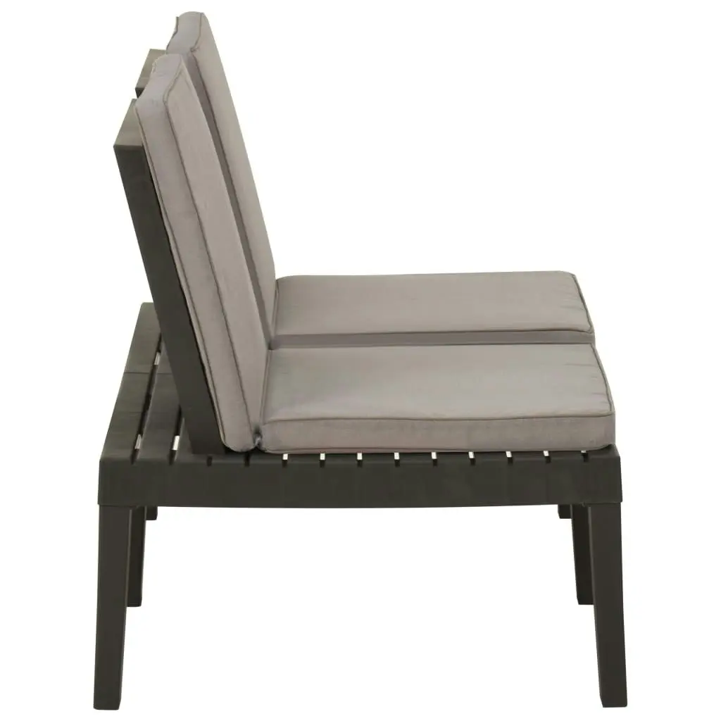 Garden Lounge Bench with Cushion Plastic Grey 315849