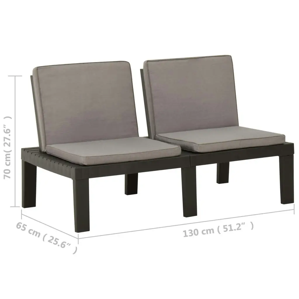 Garden Lounge Bench with Cushion Plastic Grey 315849