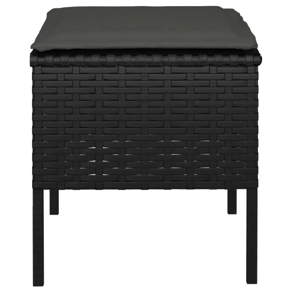 Garden Footstools with Cushions 4 pcs Black Poly Rattan 362340