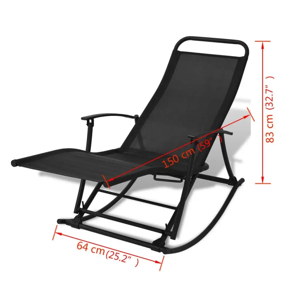 Garden Rocking Chair Steel and Textilene Black 42158