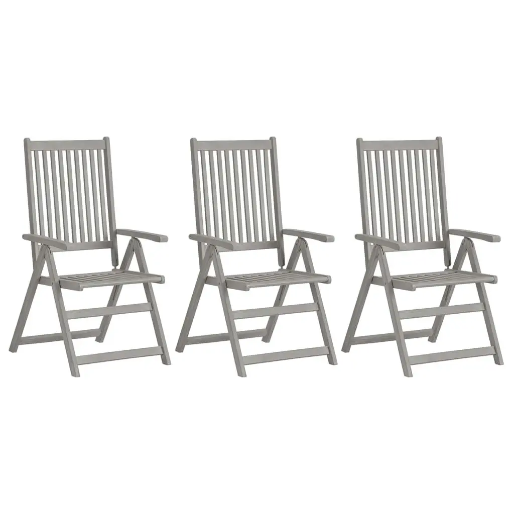 Garden Reclining Chairs 3 pcs with Cushions Solid Acacia Wood 3064736