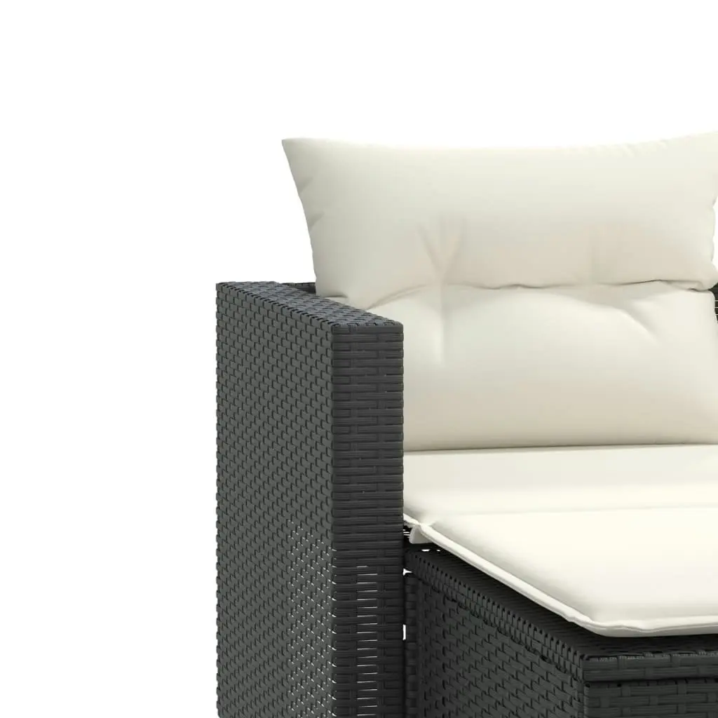 Garden Sofa 2-Seater with Stools Black Poly Rattan 365790