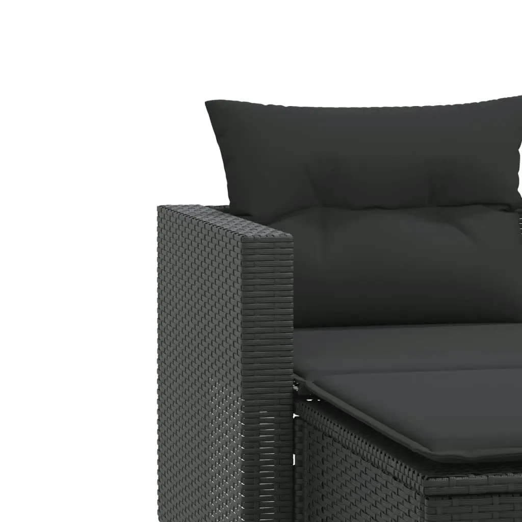 Garden Sofa 2-Seater with Stools Black Poly Rattan 365791