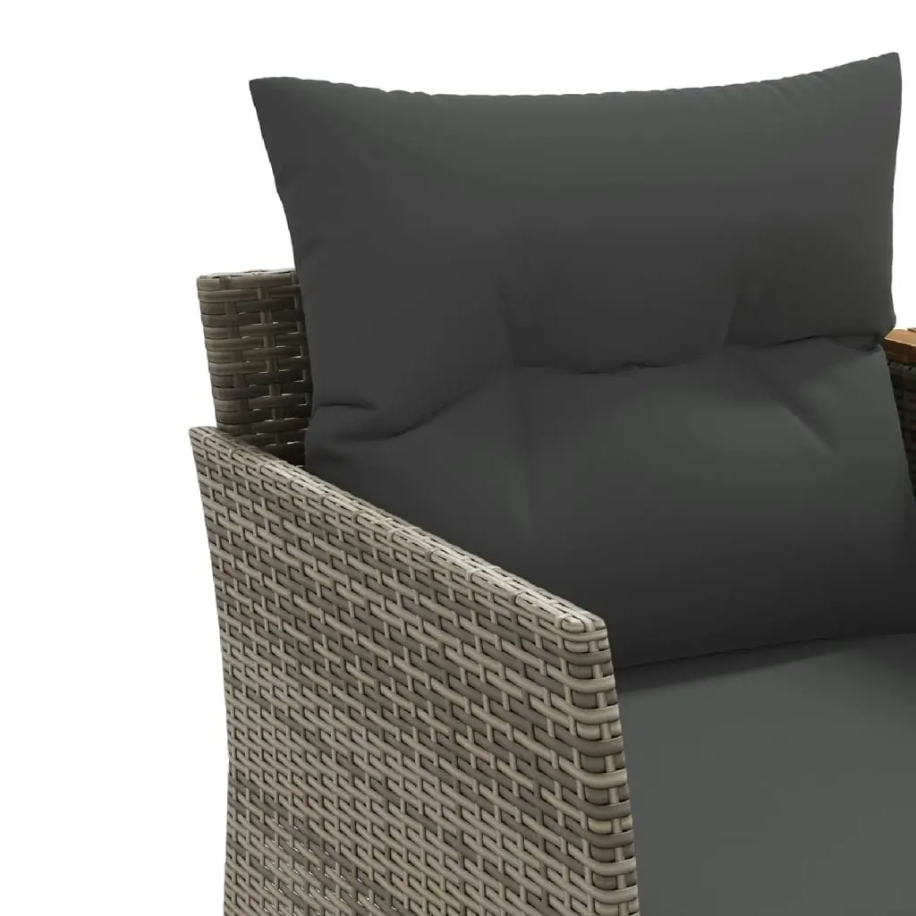 Garden Sofa 2-Seater with Stools Grey Poly Rattan 365804