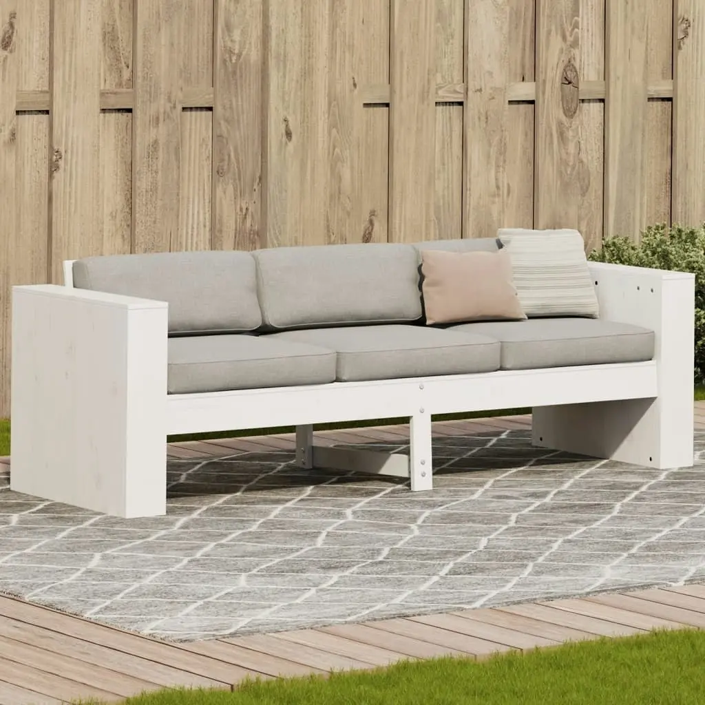 Garden Sofa 3-Seater White 189x60x62 cm Solid Wood Pine 832374