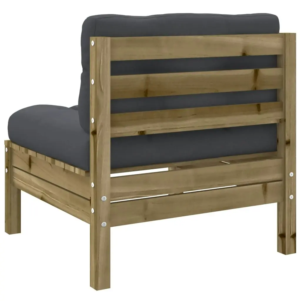 Garden Sofa Armless with Cushions Impregnated Wood Pine 838160