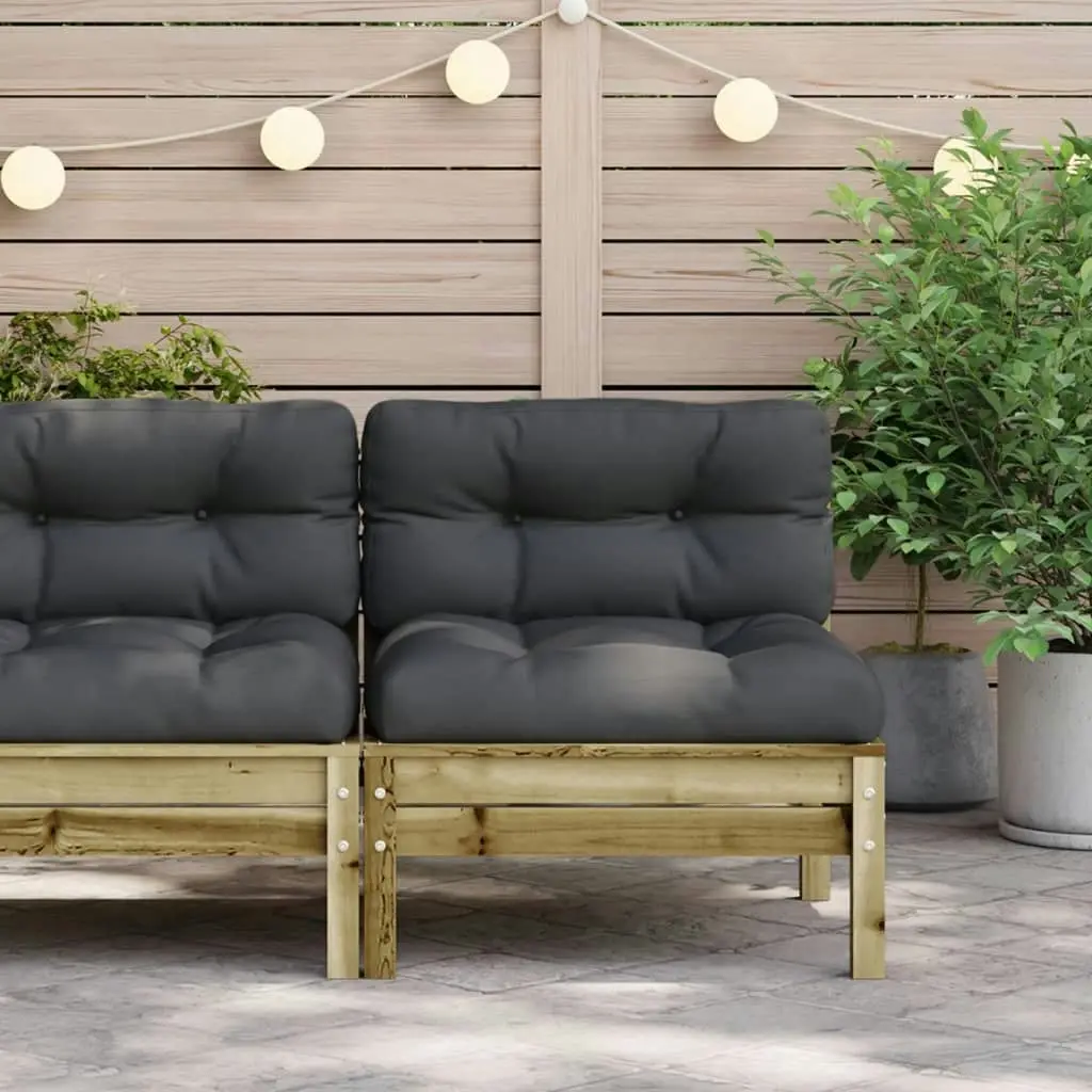 Garden Sofa Armless with Cushions Impregnated Wood Pine 838160