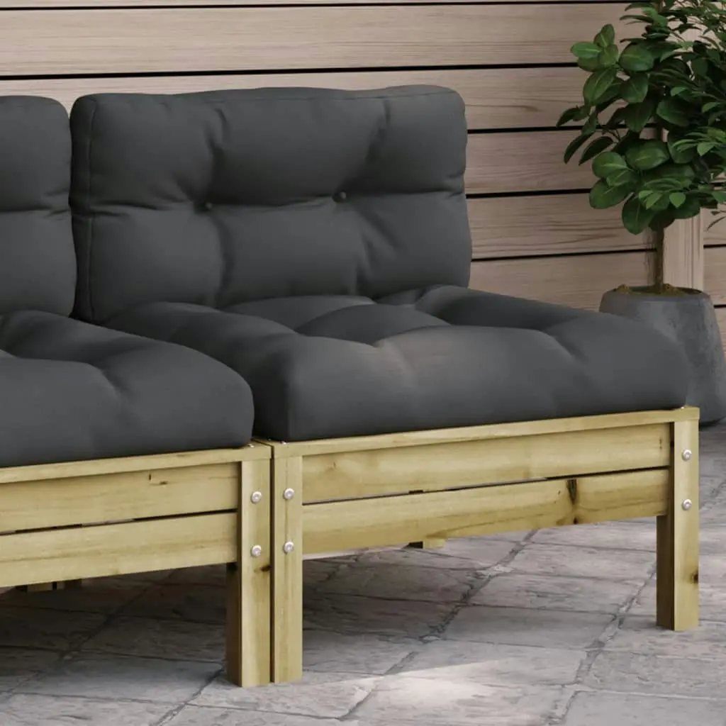 Garden Sofa Armless with Cushions Impregnated Wood Pine 838160