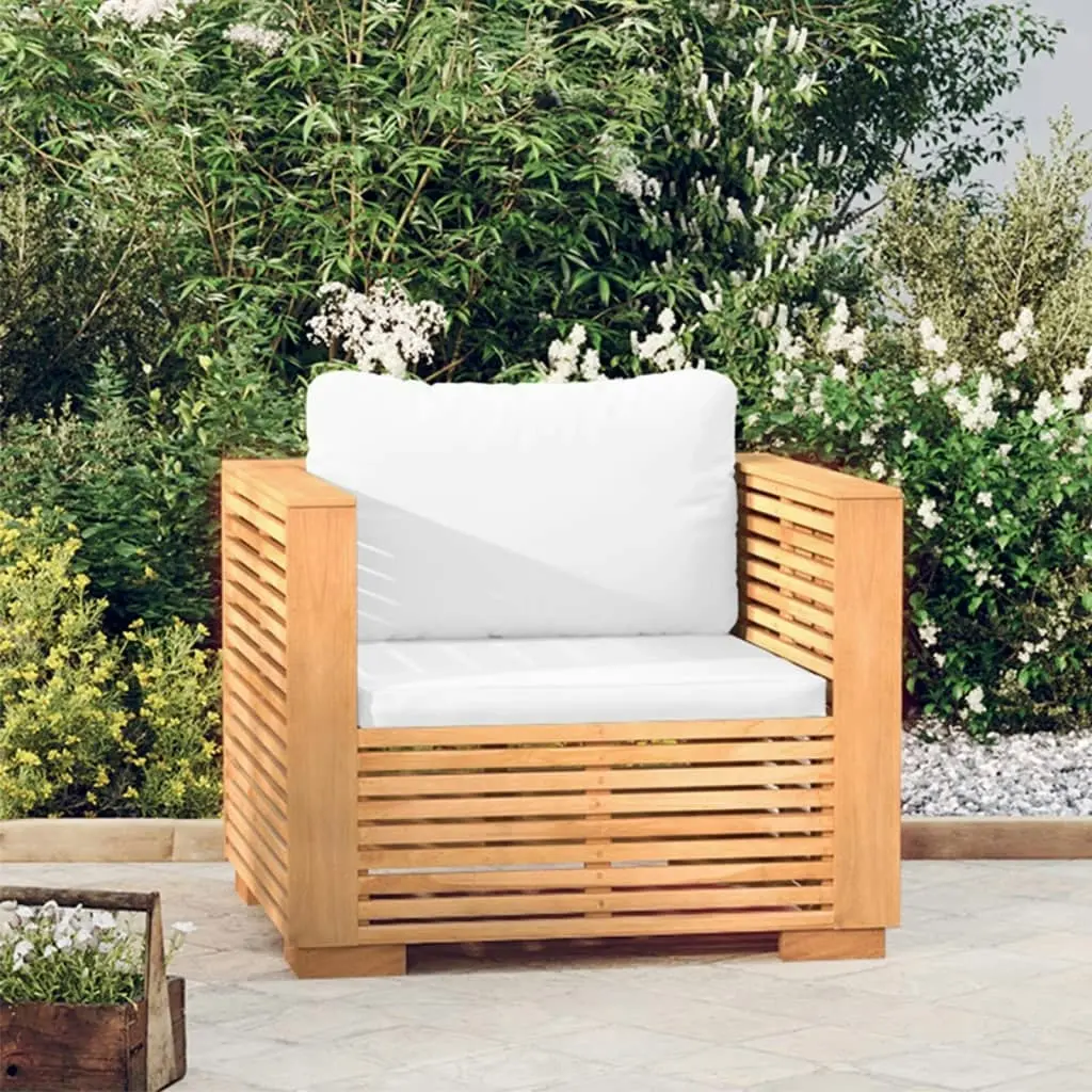 Garden Sofa Chair with Cream Cushions Solid Wood Teak 319167