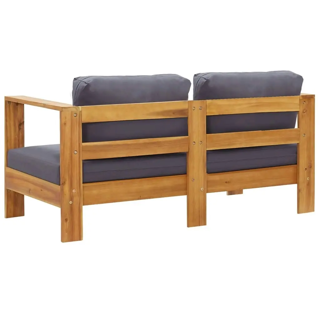 Garden Sofa Bench with Cushions 140 cm Solid Acacia Wood Grey 47276