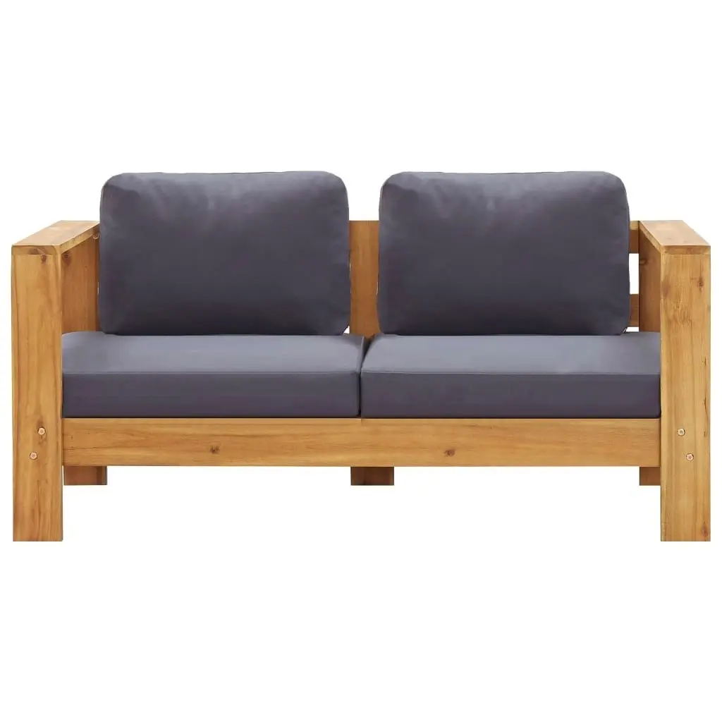 Garden Sofa Bench with Cushions 140 cm Solid Acacia Wood Grey 47276