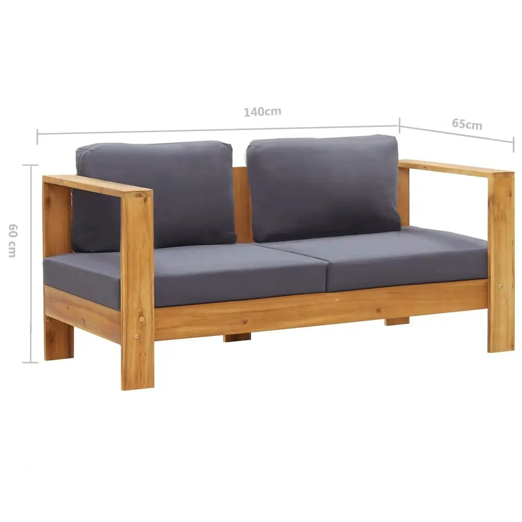 Garden Sofa Bench with Cushions 140 cm Solid Acacia Wood Grey 47276