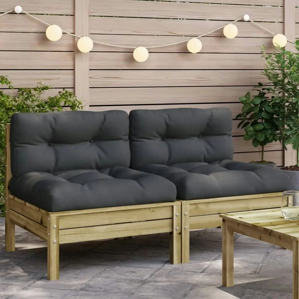 Garden Sofa Armless with Cushions 2 pcs Impregnated Wood Pine 838164