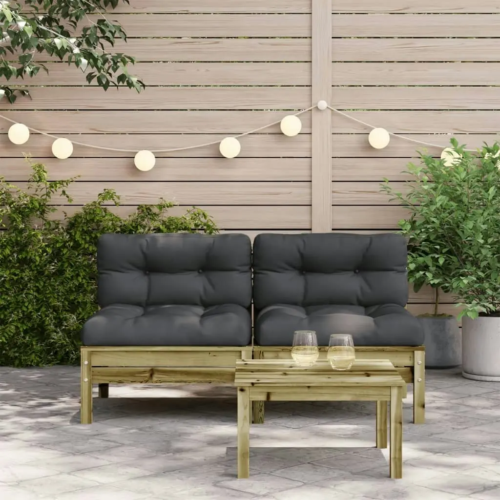 Garden Sofa Armless with Cushions 2 pcs Impregnated Wood Pine 838164