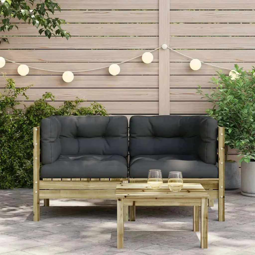 Garden Sofa Corner with Cushions 2 pcs Impregnated Wood Pine 838156