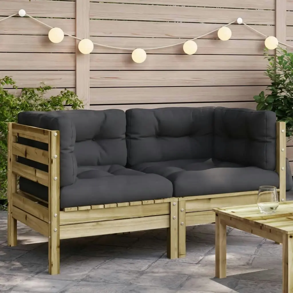 Garden Sofa Corner with Cushions 2 pcs Impregnated Wood Pine 838156