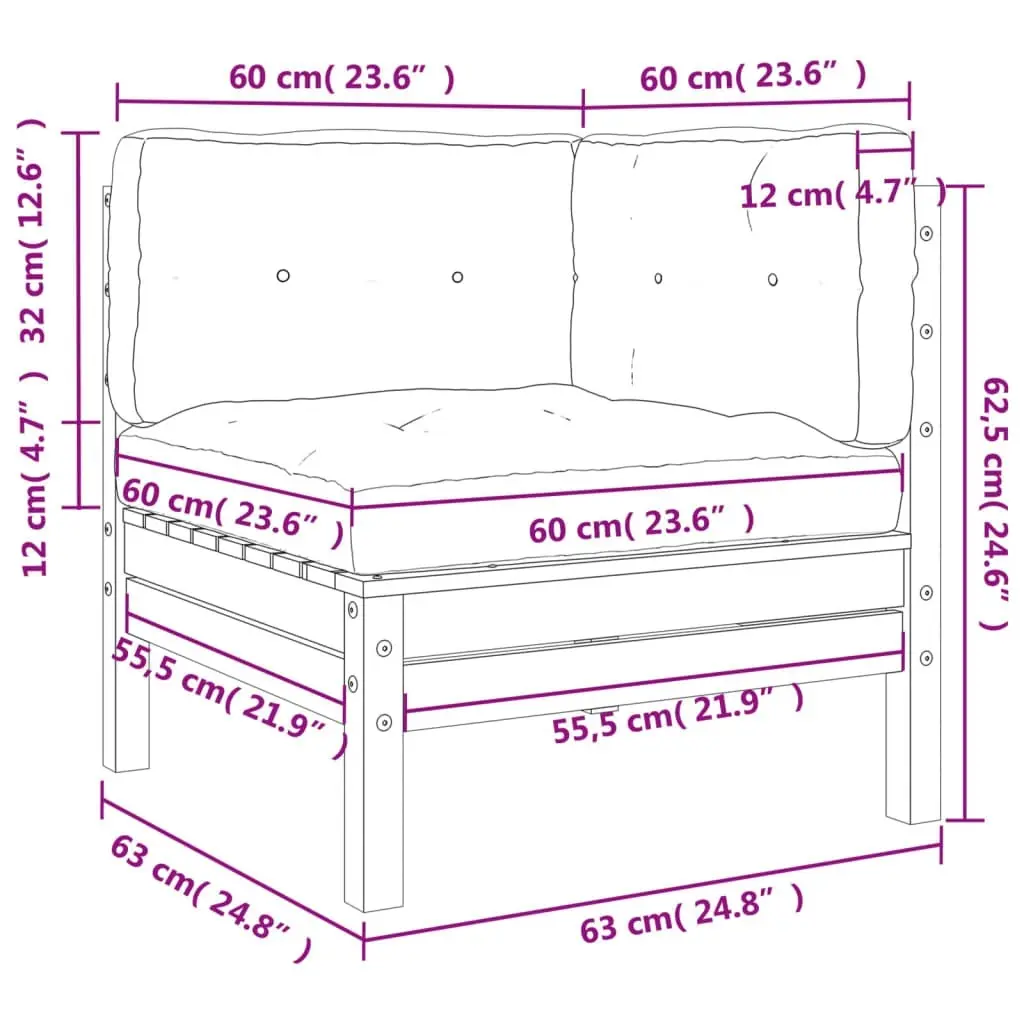 Garden Sofa Corner with Cushions 2 pcs Impregnated Wood Pine 838156