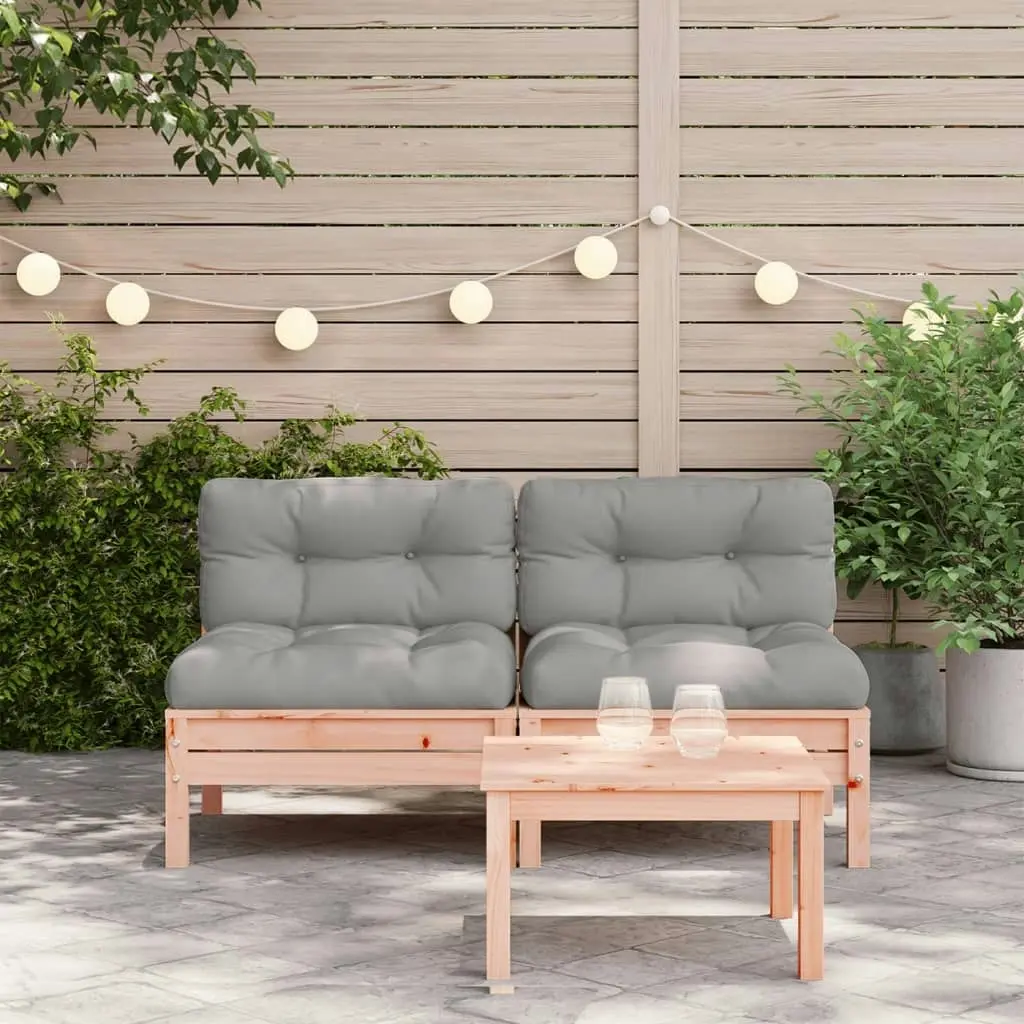 Garden Sofa Armless with Cushions 2 pcs Solid Wood Douglas 838163