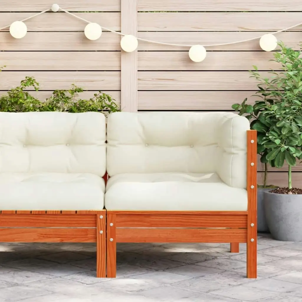 Garden Sofa Corner with Cushions Wax Brown Solid Wood Pine 838150