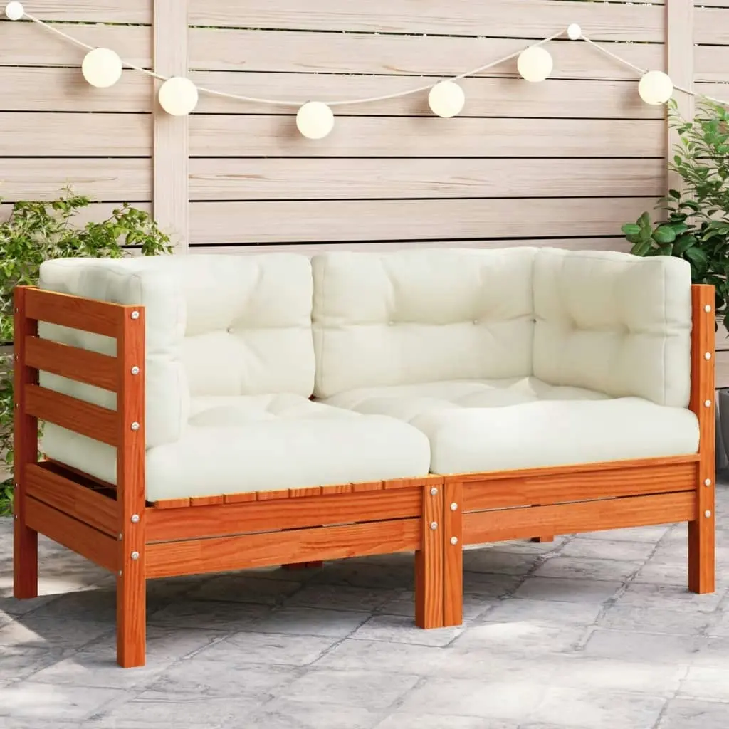 Garden Sofa Corner with Cushions Wax Brown Solid Wood Pine 838150