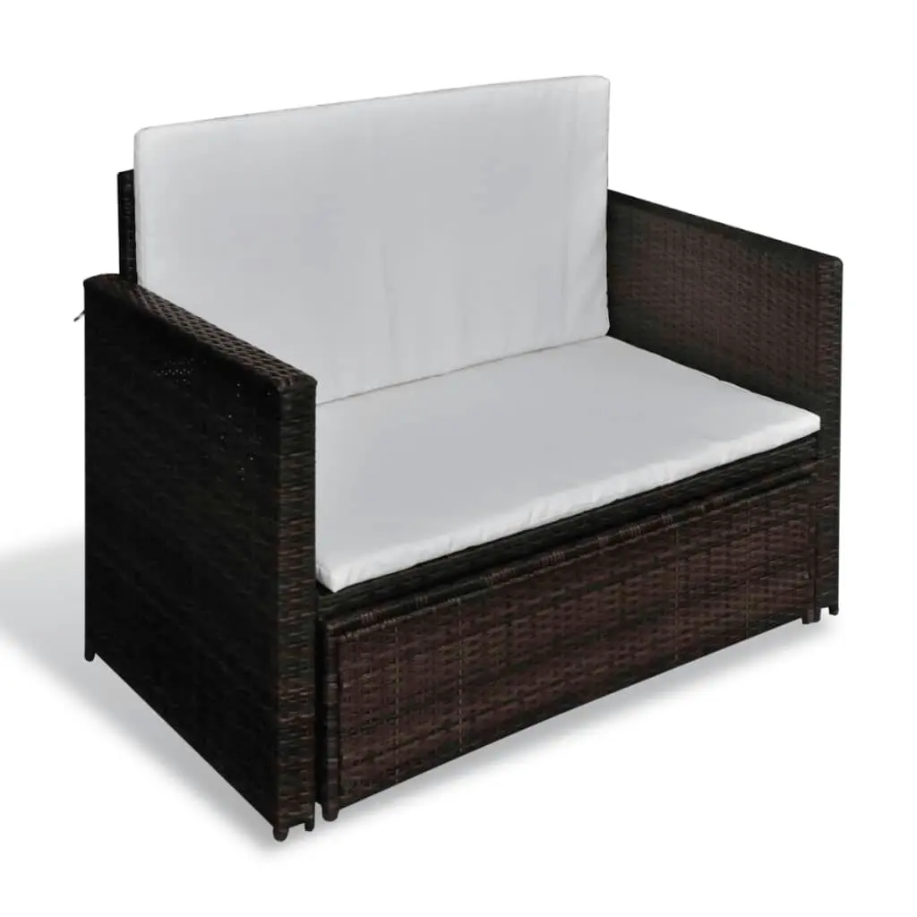 Garden Sofa Poly Rattan Brown 43070