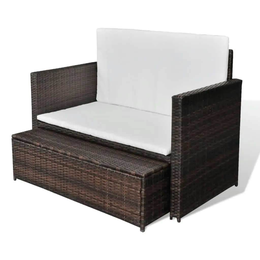 Garden Sofa Poly Rattan Brown 43070