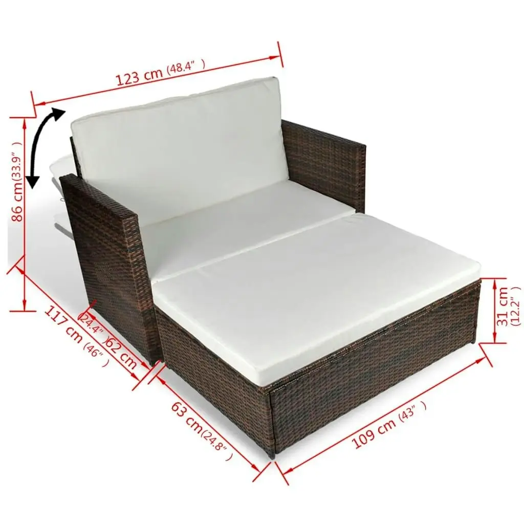 Garden Sofa Poly Rattan Brown 43070