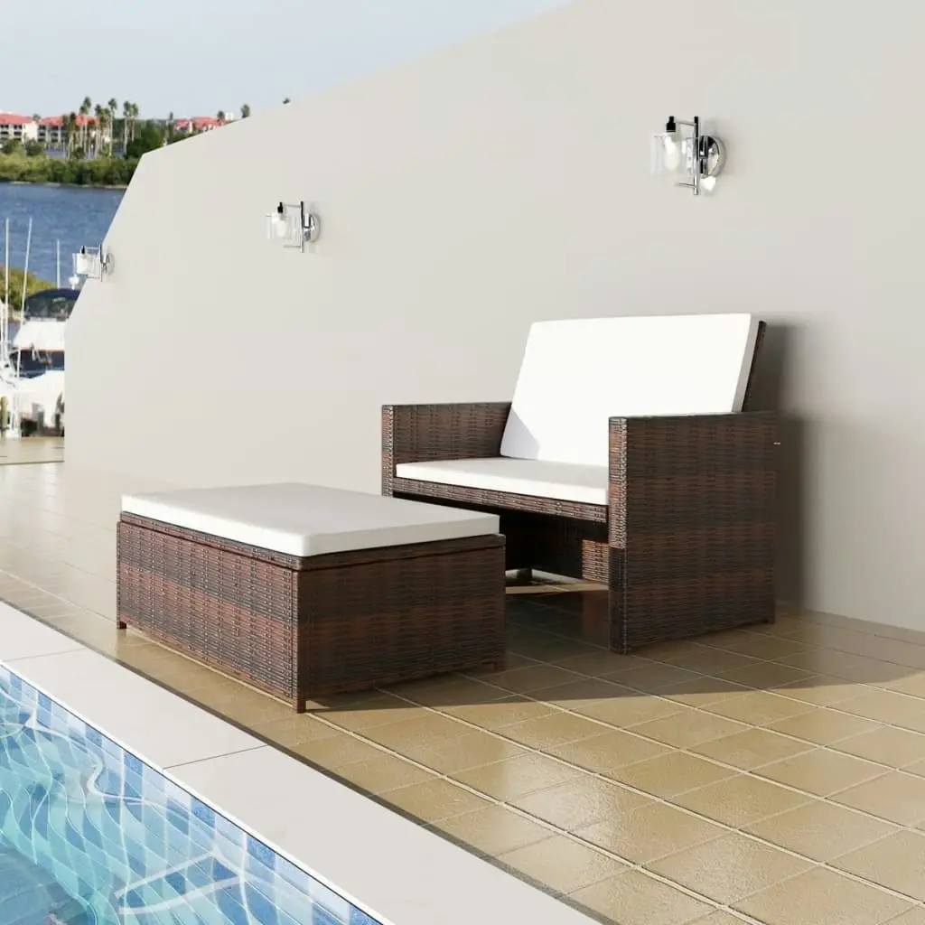 Garden Sofa Poly Rattan Brown 43070