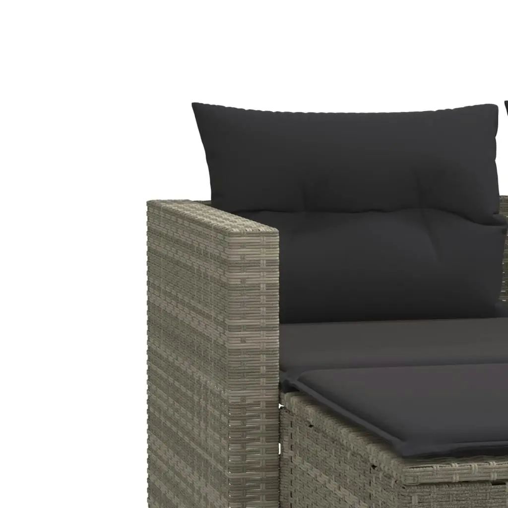 Garden Sofa 2-Seater with Stools Light Grey Poly Rattan 365796