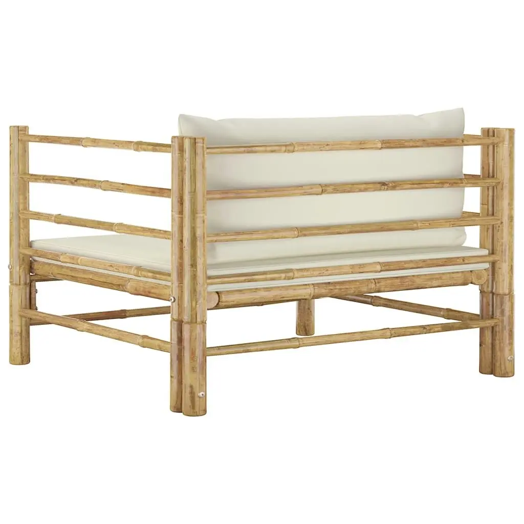 Garden Sofa with Cream White Cushions Bamboo 313148