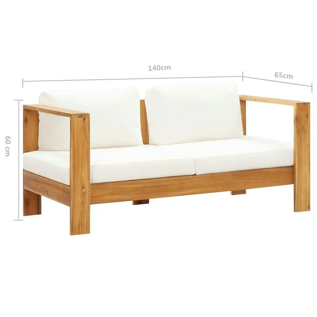 Garden Sofa with Cushion 140 cm Solid Acacia Wood Cream White 47273