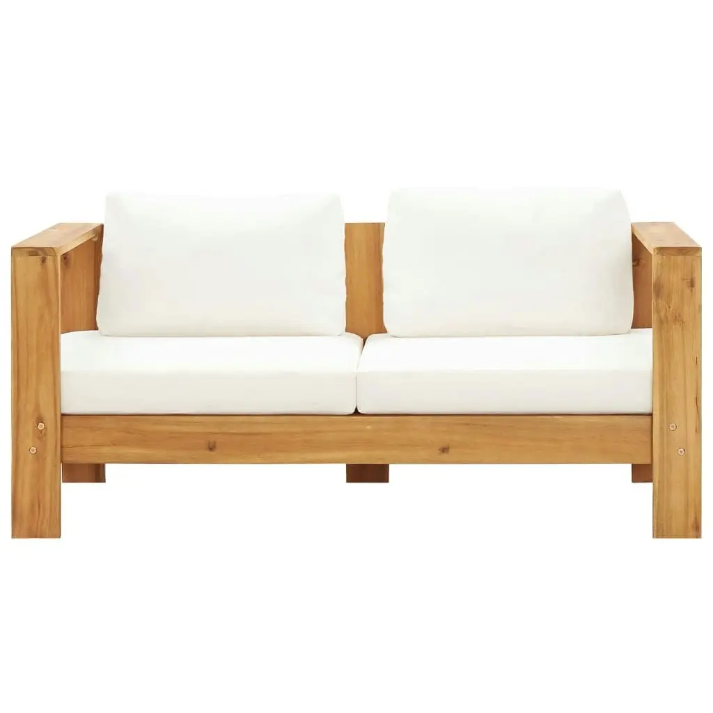 Garden Sofa with Cushion 140 cm Solid Acacia Wood Cream White 47273