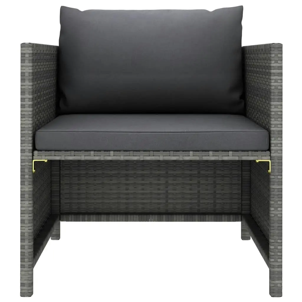 Garden Sofa with Cushions Grey Poly Rattan 313496