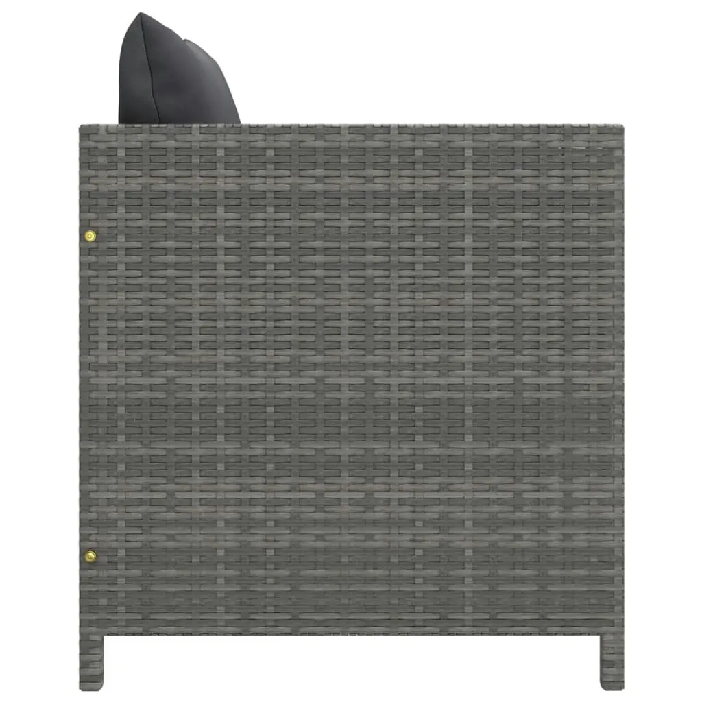 Garden Sofa with Cushions Grey Poly Rattan 313496