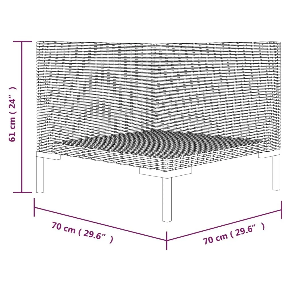 Garden Sofa with Cushions Half Round Poly Rattan 318601