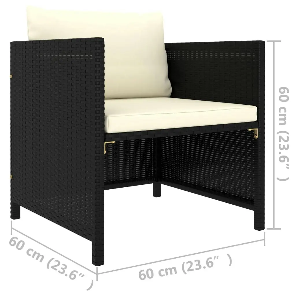 Garden Sofa with Cushions Black Poly Rattan 313510