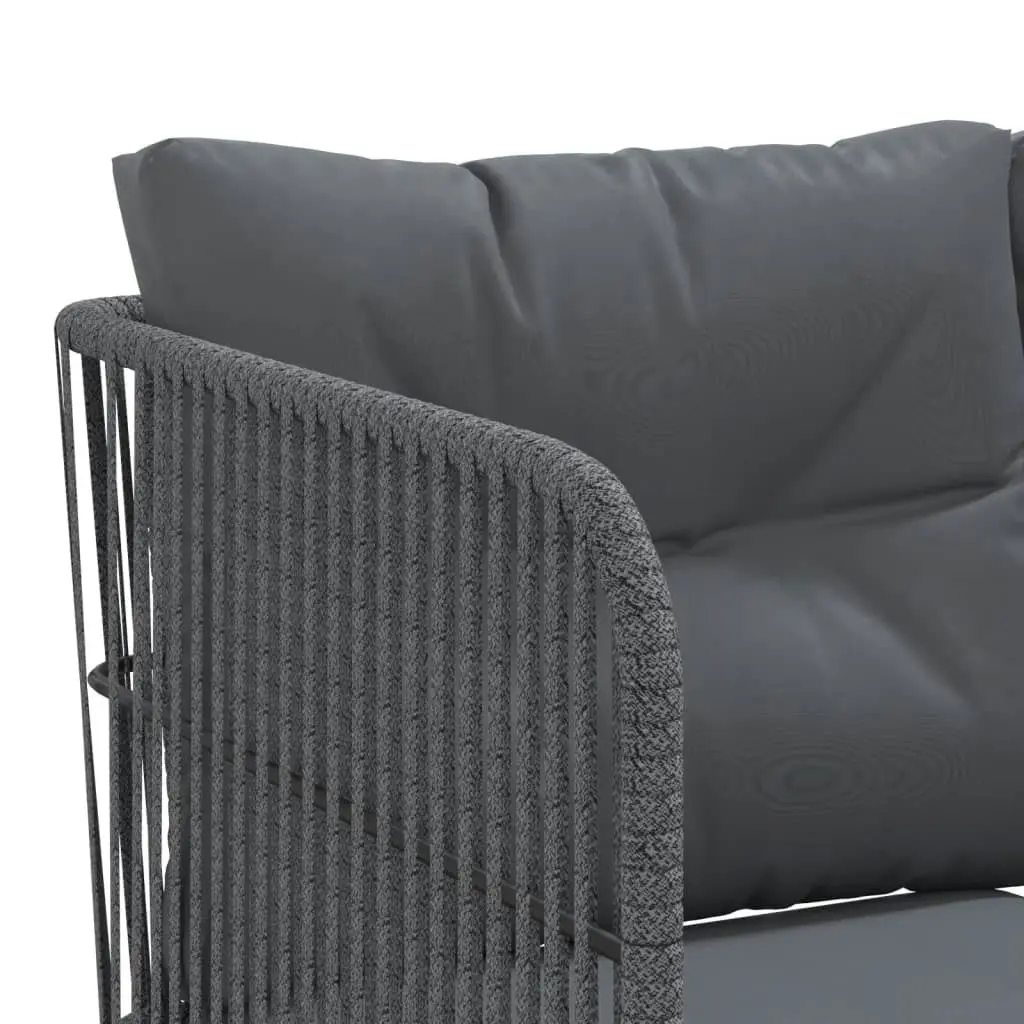 Garden Sofa with Cushions L-shaped Black Steel and Textilene 4008111