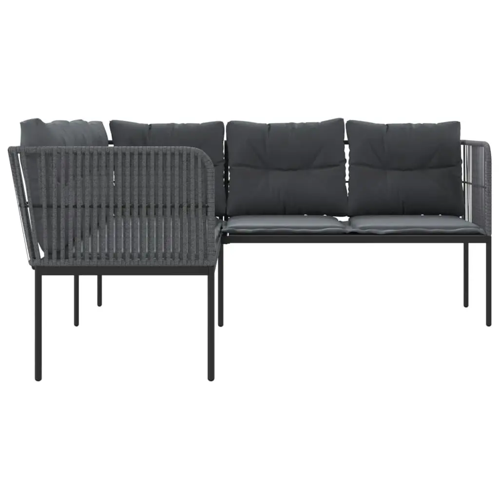 Garden Sofa with Cushions L-shaped Black Steel and Textilene 4008111