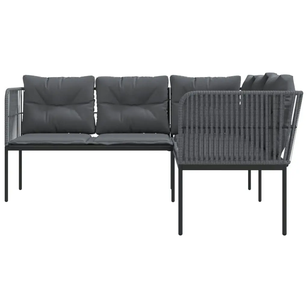 Garden Sofa with Cushions L-shaped Black Steel and Textilene 4008111