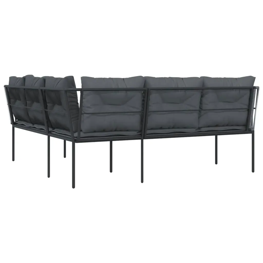 Garden Sofa with Cushions L-shaped Black Steel and Textilene 4008111