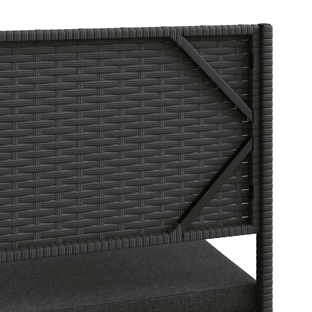 Garden Sofa with Table and Cushions L-Shaped Black Poly Rattan 362347