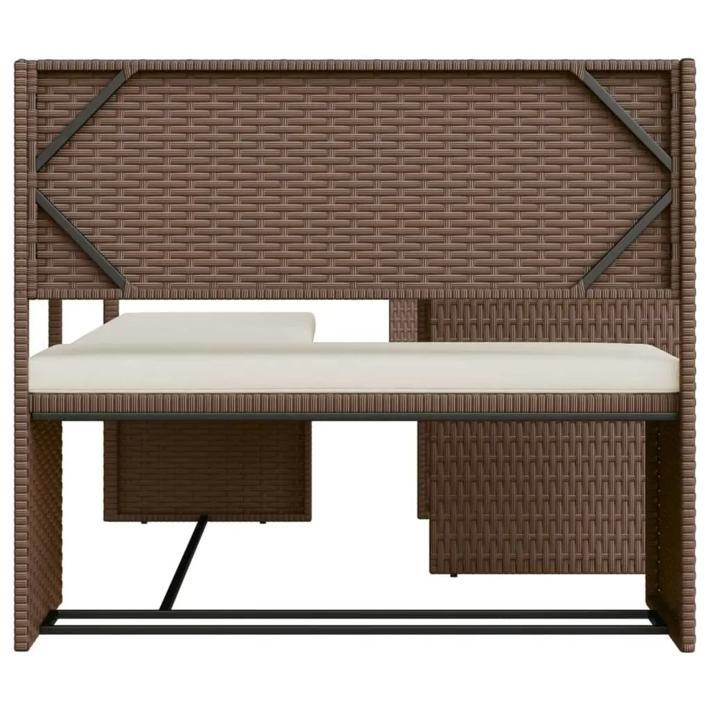 Garden Sofa with Table and Cushions L-Shaped Brown Poly Rattan 362346