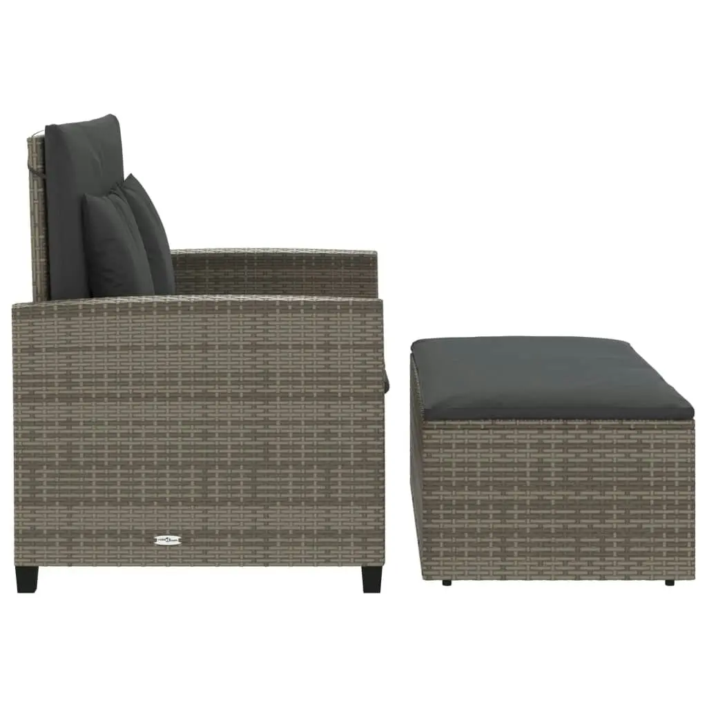 Garden Sofa with Cushions 2-Seater Grey Poly Rattan 365134