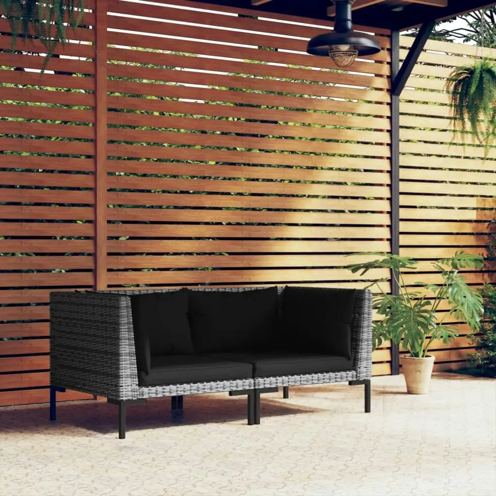 Garden Sofas 2pcs with Cushions Half Round Poly Rattan 318604